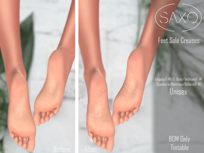 Second Life Marketplace SAXO Feet Sole Crease Unisex (Tintable)